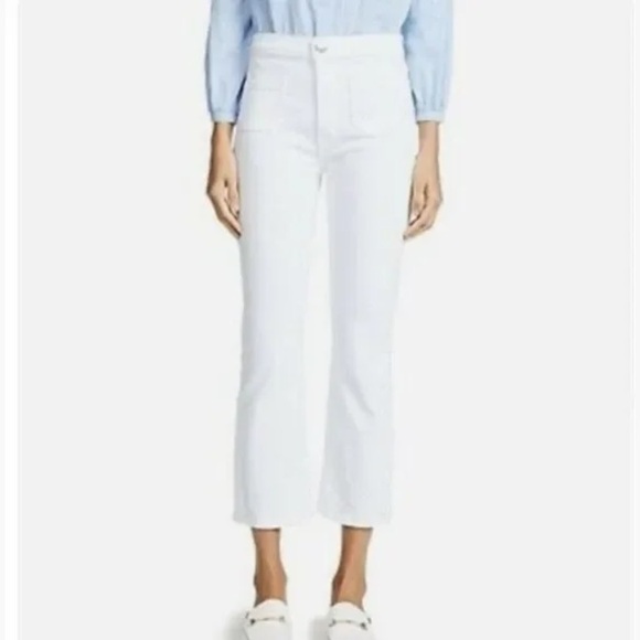 Current/Elliot Ultra High Waist Kick Jeans W/ Patch Pockets Sugar White Sz 25 - Picture 5 of 7